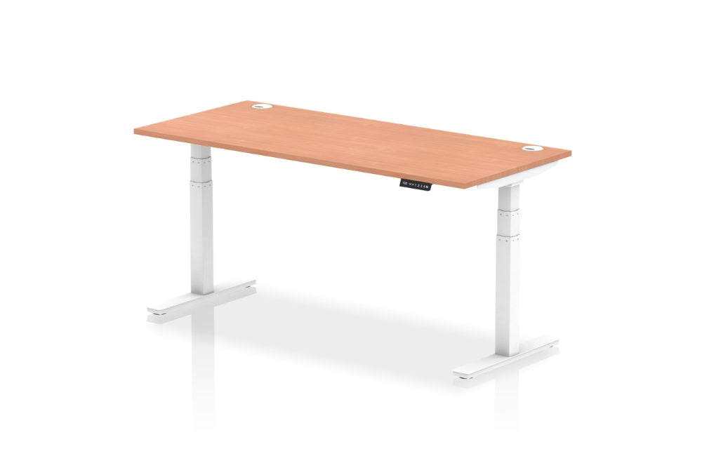 Air Height Adjustable Beech Desk With Cable Ports