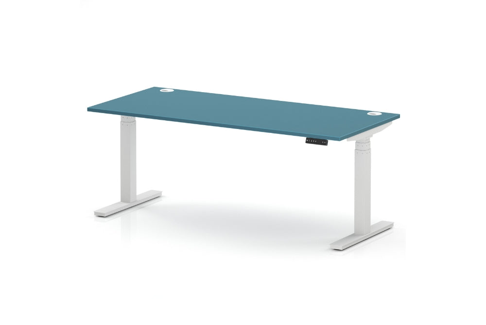 Air Height Adjustable Dark Teal Desk With Cable Ports