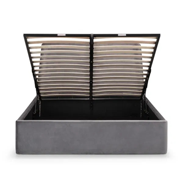 Frida Grey Upholstered Storage Ottoman Double Bed