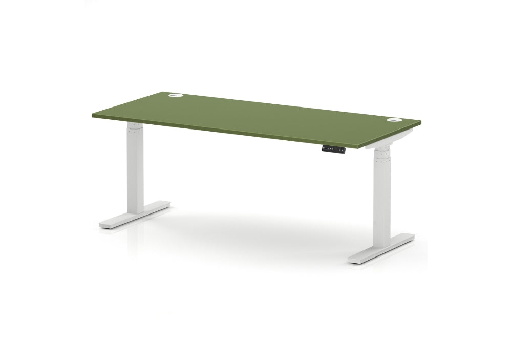 Air Height Adjustable Moss Green Desk With Cable Ports