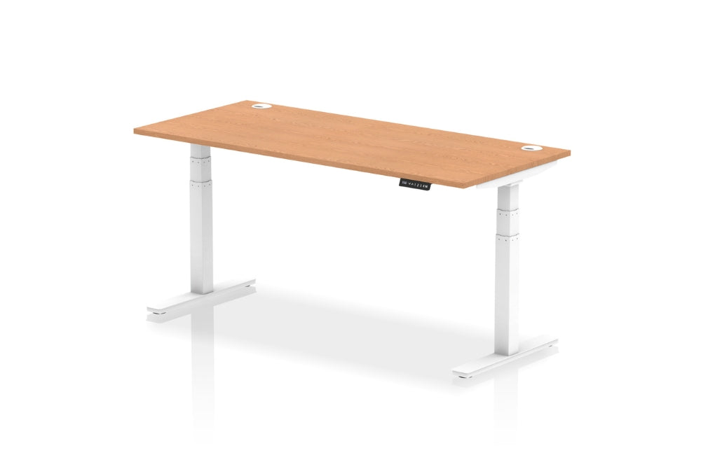 Air Height Adjustable Oak Desk With Cable Ports