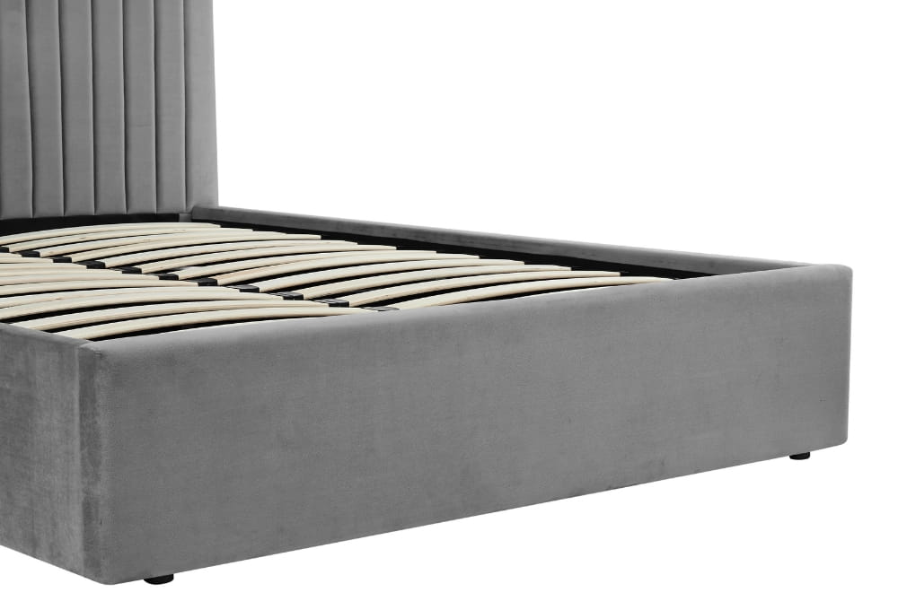 Ophelia Smoked Grey Velvet Ottoman Bed