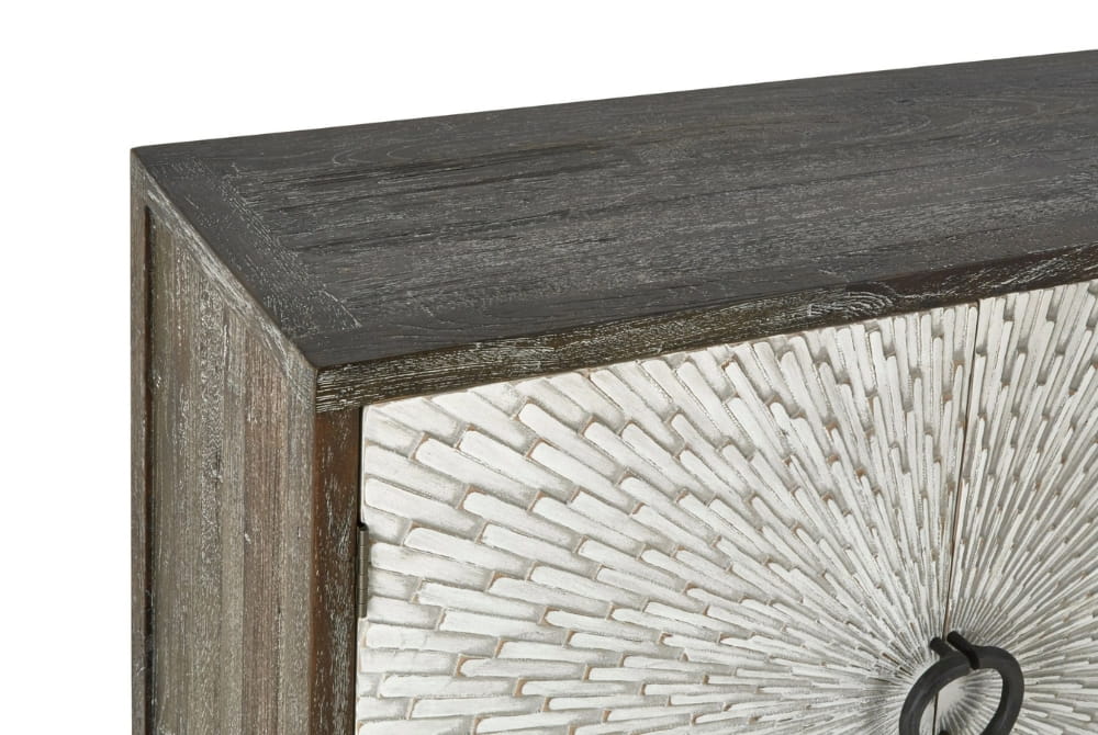 Valencia Grey Wash Recycled Elm Wood 4 Door Sideboard