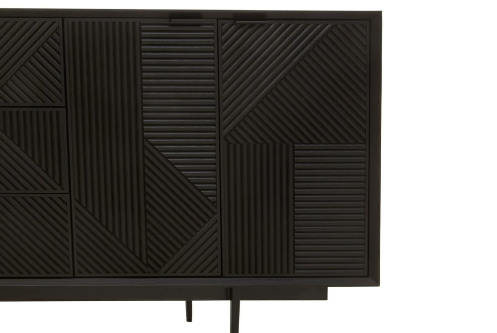 Westbourne Black Finish Sideboard with 4 Doors and 3 Drawers