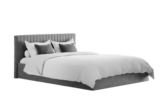 Berlin Silver Grey Upholstered Ottoman Double Bed
