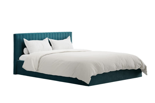 Berlin Teal Upholstered Ottoman Double Bed