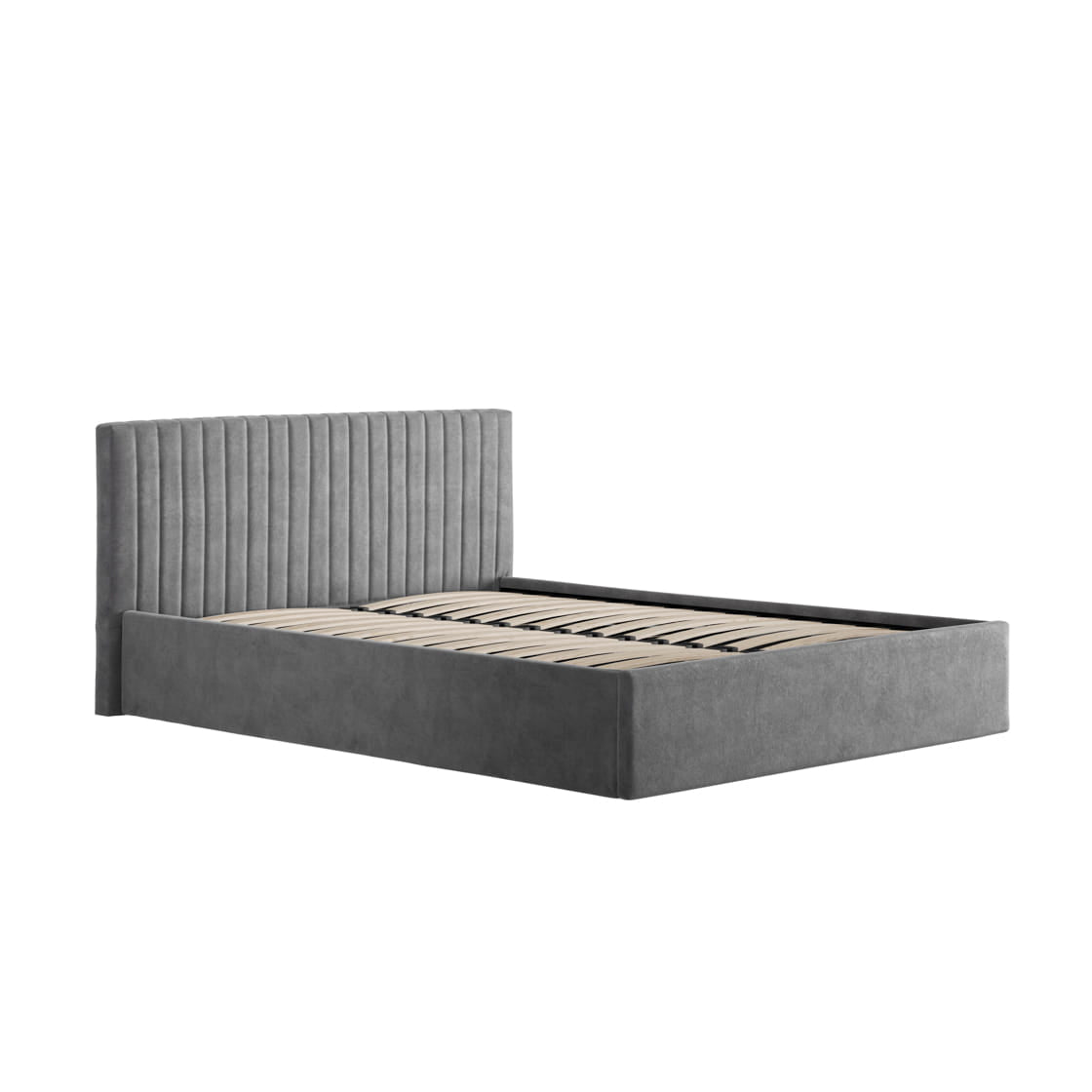 Berlin Silver Grey Upholstered Ottoman Double Bed