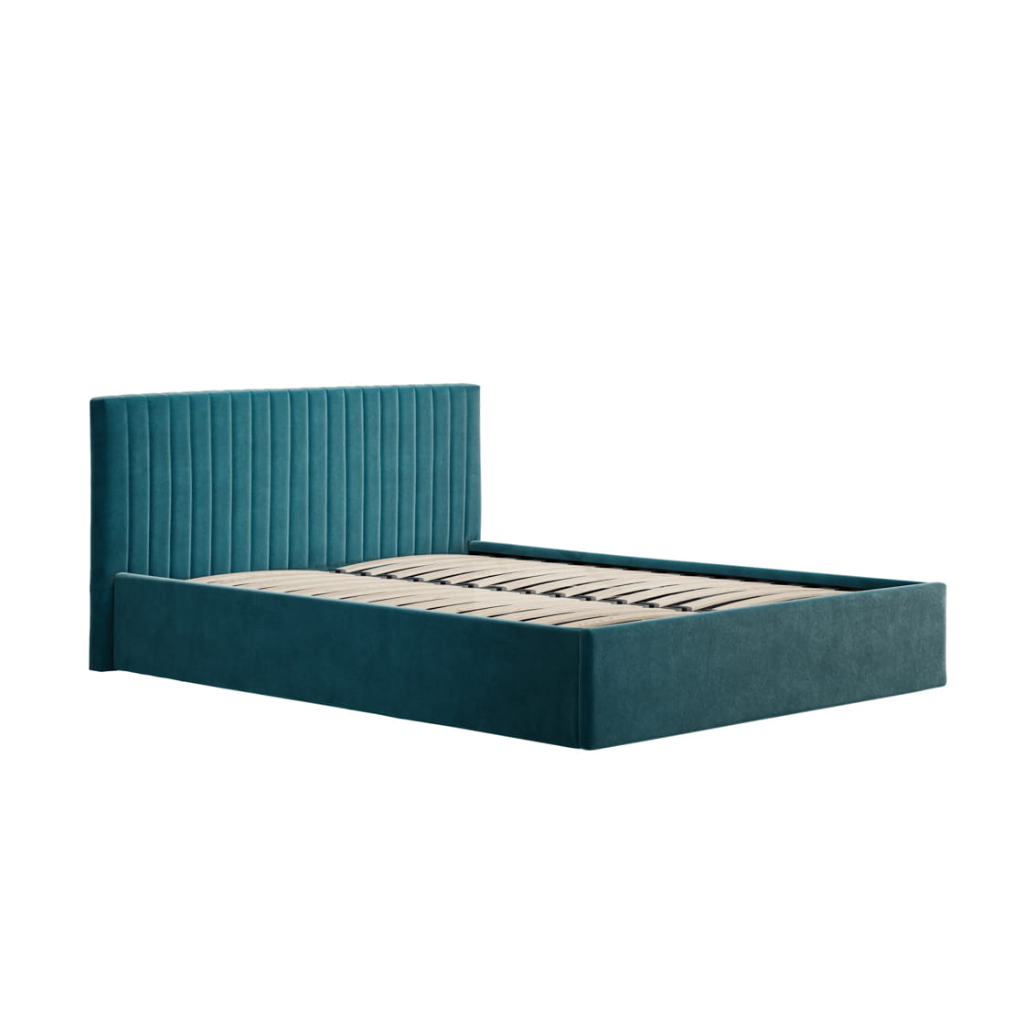 Berlin Teal Upholstered Ottoman Double Bed
