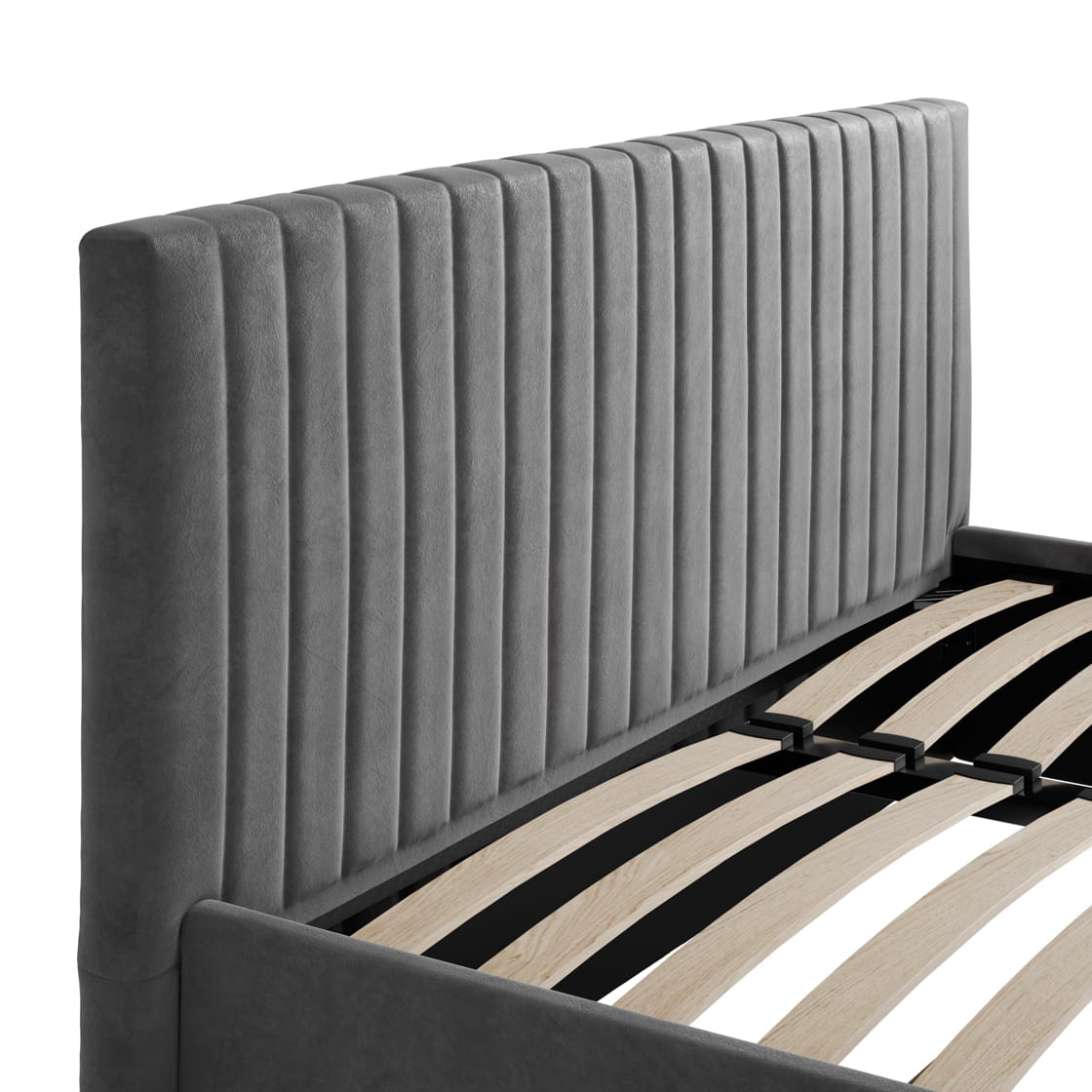 Berlin Silver Grey Upholstered Ottoman Double Bed
