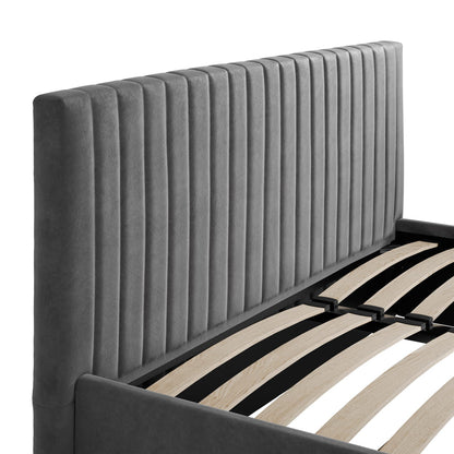 Berlin Silver Grey Upholstered Ottoman Double Bed