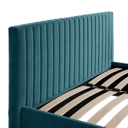 Berlin Teal Upholstered Ottoman Double Bed