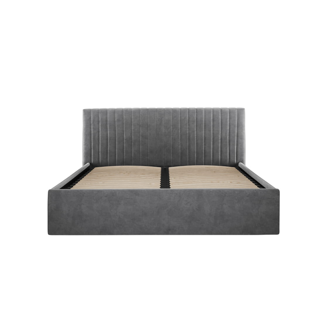 Berlin Silver Grey Upholstered Ottoman Double Bed