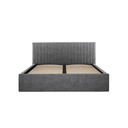Berlin Silver Grey Upholstered Ottoman Double Bed