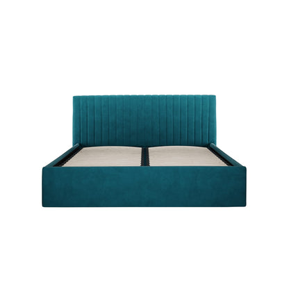 Berlin Teal Upholstered Ottoman Double Bed