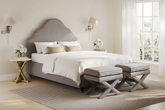Quince Light Grey Upholstered Double Bed 
