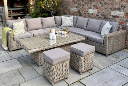 Amalfi Outdoor Large Corner Set With Riser Table + 2 Stools