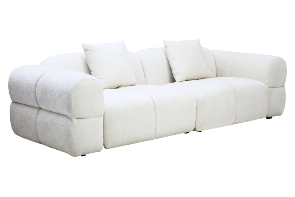 Anglet Cream Textured Fabric Large 3 Seater Sofa