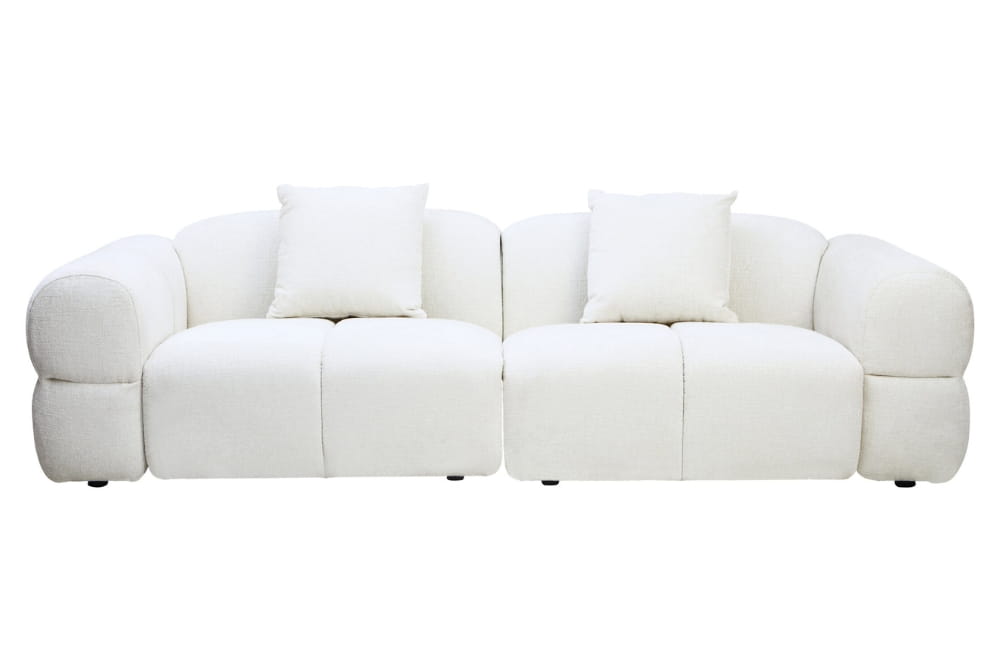 Anglet Cream Textured Fabric Large 3 Seater Sofa