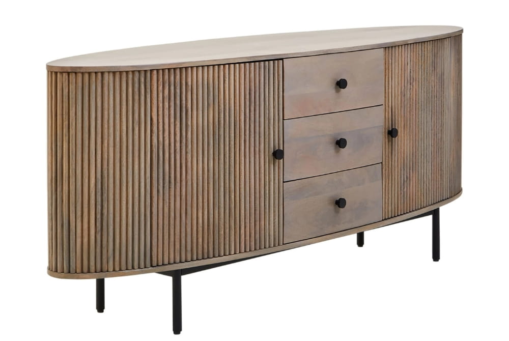 Aurelia Two Door Three Drawer Grey Mango Wood Sideboard