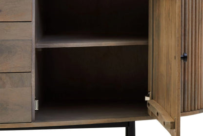Aurelia Two Door Three Drawer Grey Mango Wood Sideboard