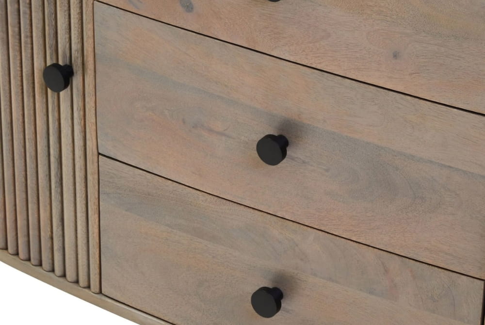 Aurelia Two Door Three Drawer Grey Mango Wood Sideboard