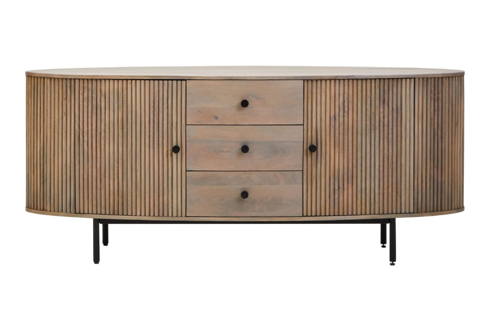 Aurelia Two Door Three Drawer Grey Mango Wood Sideboard