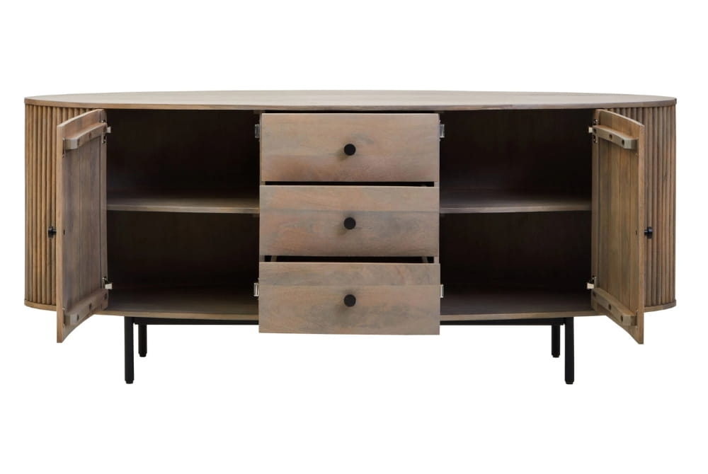 Aurelia Two Door Three Drawer Grey Mango Wood Sideboard