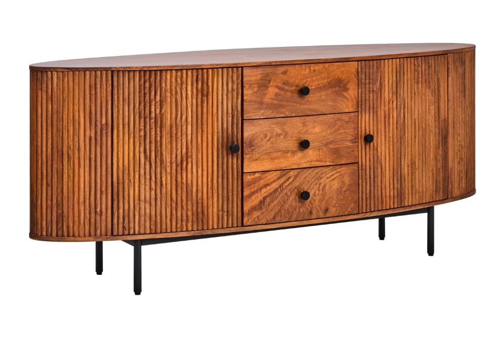 Aurelia Two Door Three Drawer Mango Wood Oval Sideboard