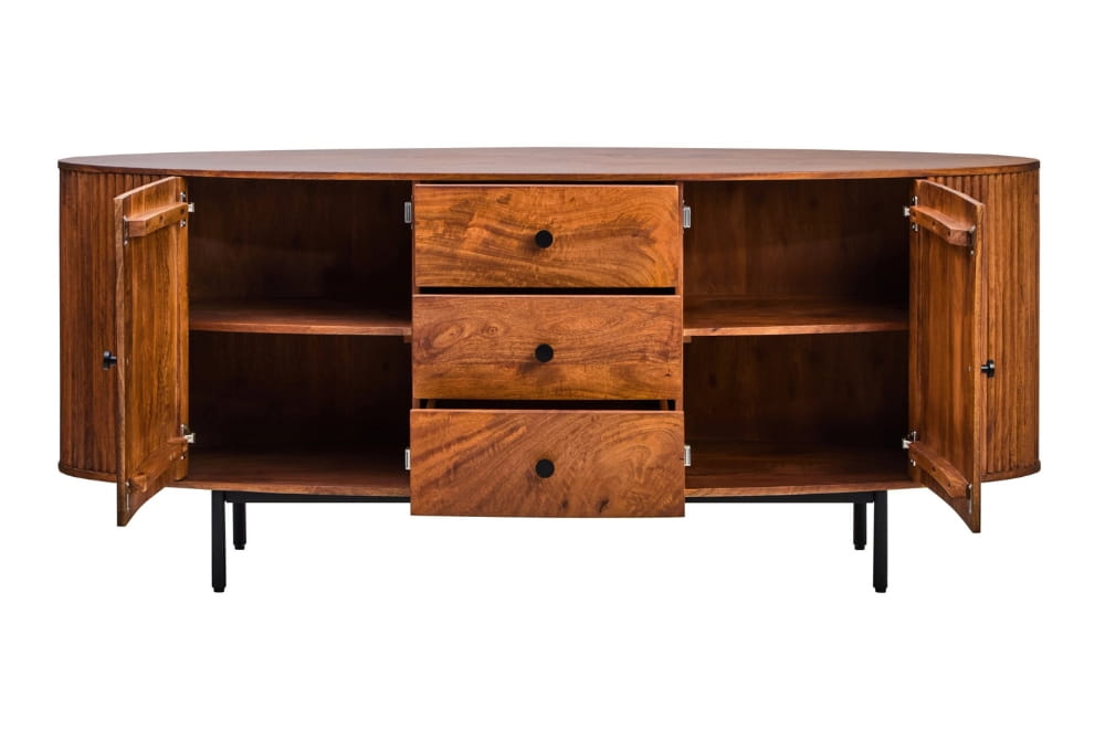 Aurelia Two Door Three Drawer Mango Wood Oval Sideboard