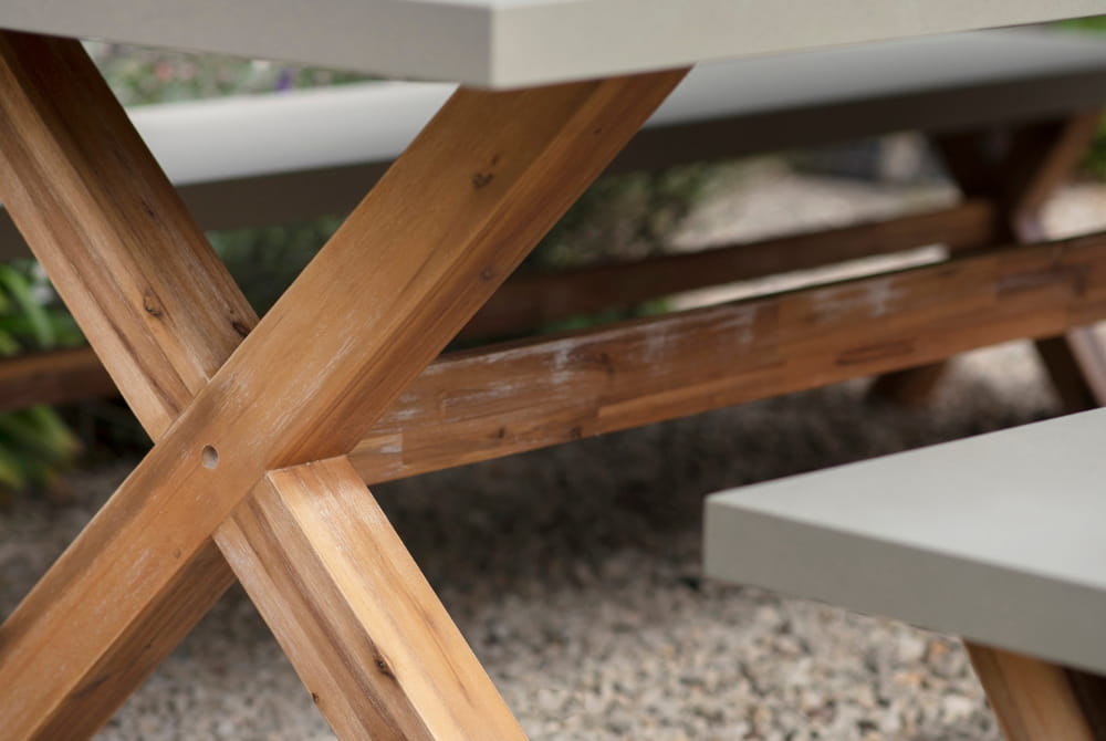BURFORD TABLE & BENCH SET - ACACIA WOOD (LARGE)