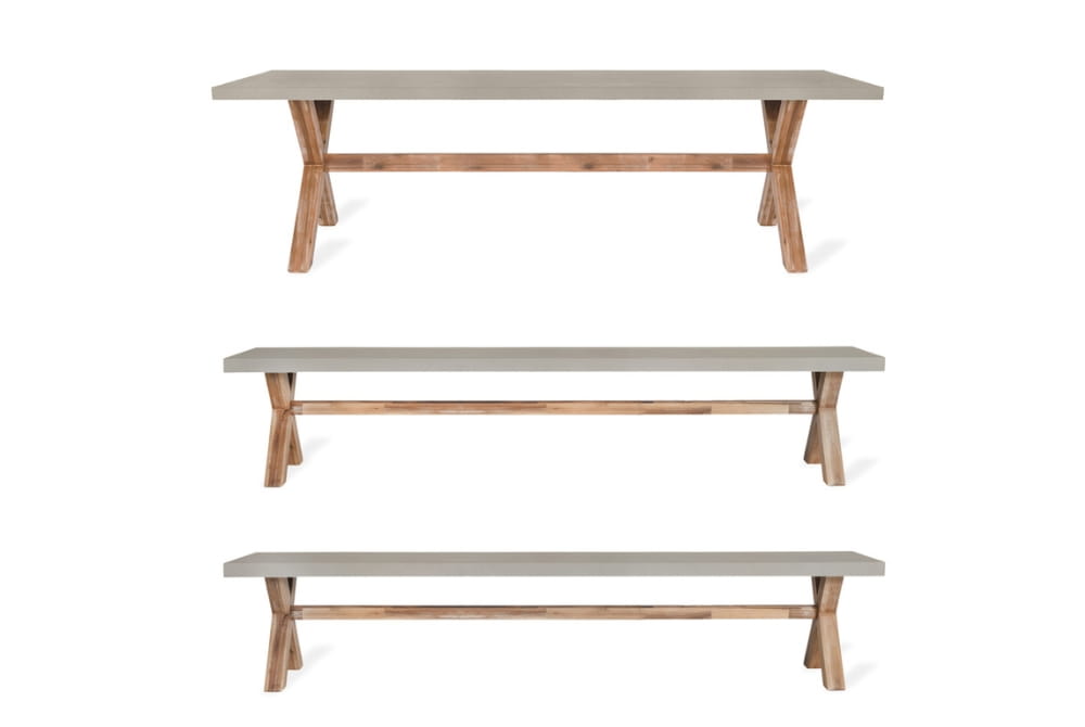 BURFORD TABLE & BENCH SET - ACACIA WOOD (LARGE)