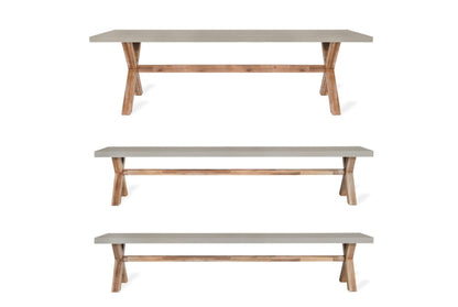BURFORD TABLE & BENCH SET - ACACIA WOOD (LARGE)