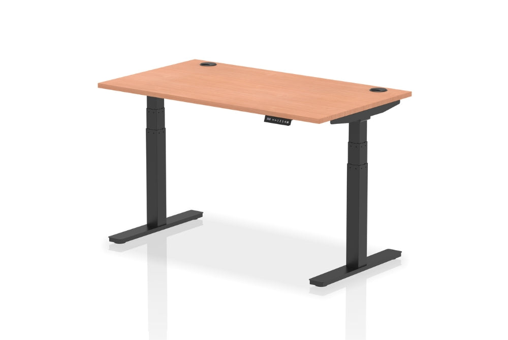 Air Height Adjustable Beech Desk With Cable Ports