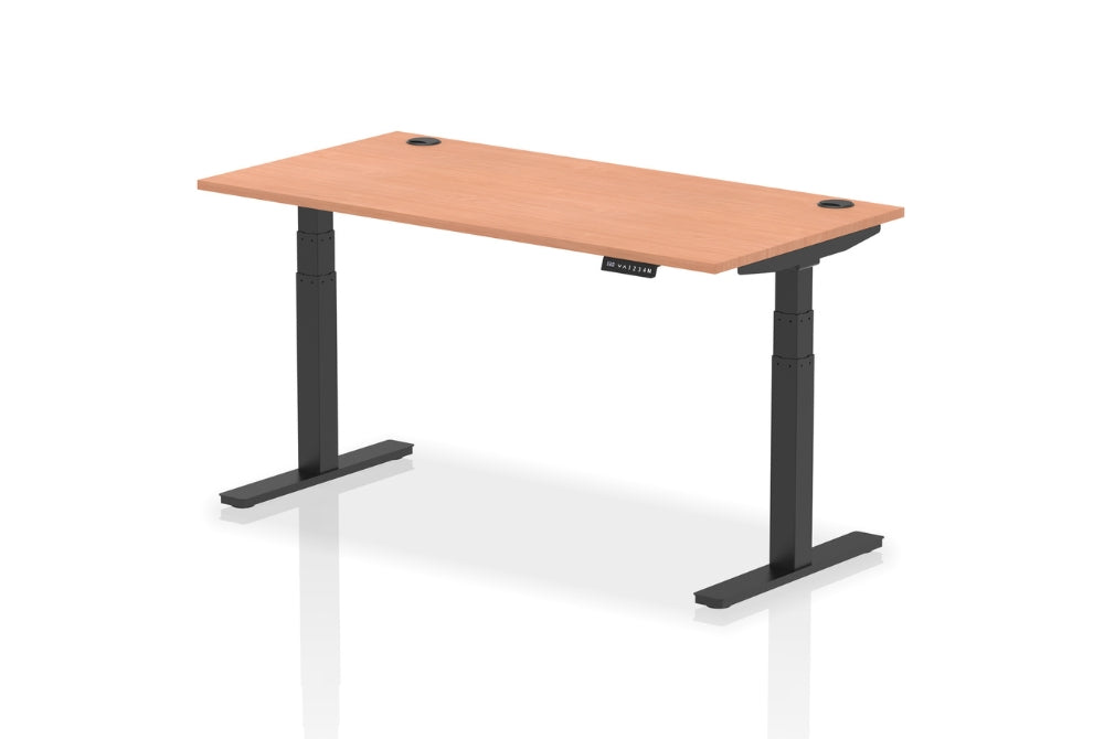 Air Height Adjustable Beech Desk With Cable Ports