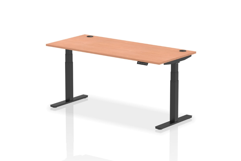Air Height Adjustable Beech Desk With Cable Ports