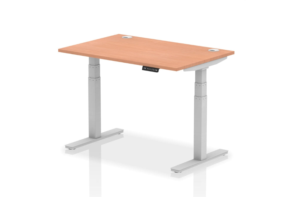 Air Height Adjustable Beech Desk With Cable Ports