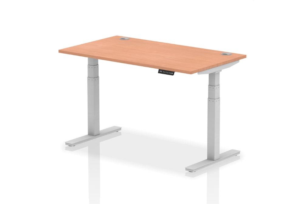 Air Height Adjustable Beech Desk With Cable Ports