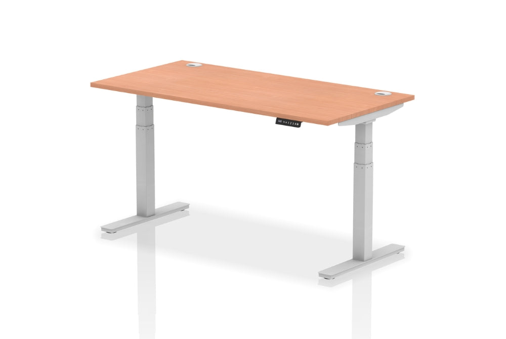 Air Height Adjustable Beech Desk With Cable Ports