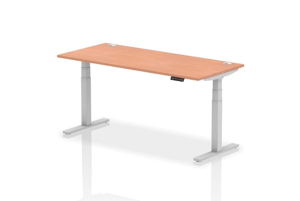 Air Height Adjustable Beech Desk With Cable Ports