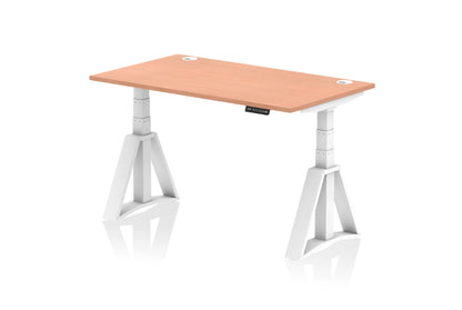 Air Height Adjustable Beech Desk With Cable Ports With Piste Foot
