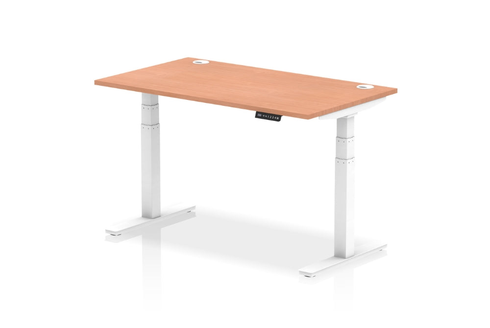 Air Height Adjustable Beech Desk With Cable Ports