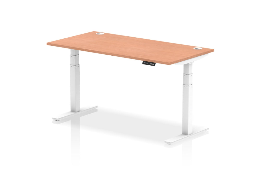 Air Height Adjustable Beech Desk With Cable Ports
