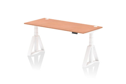 Air Height Adjustable Beech Desk With Cable Ports With Piste Foot