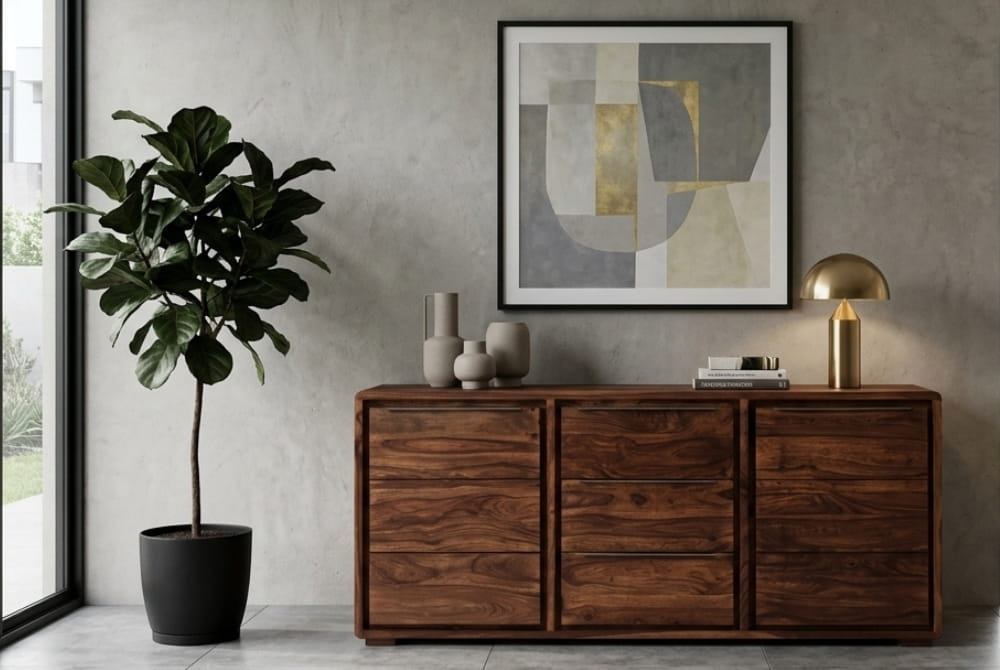 Bellagio Two Door Three Drawer Sheesham And Acacia Wood Sideboard