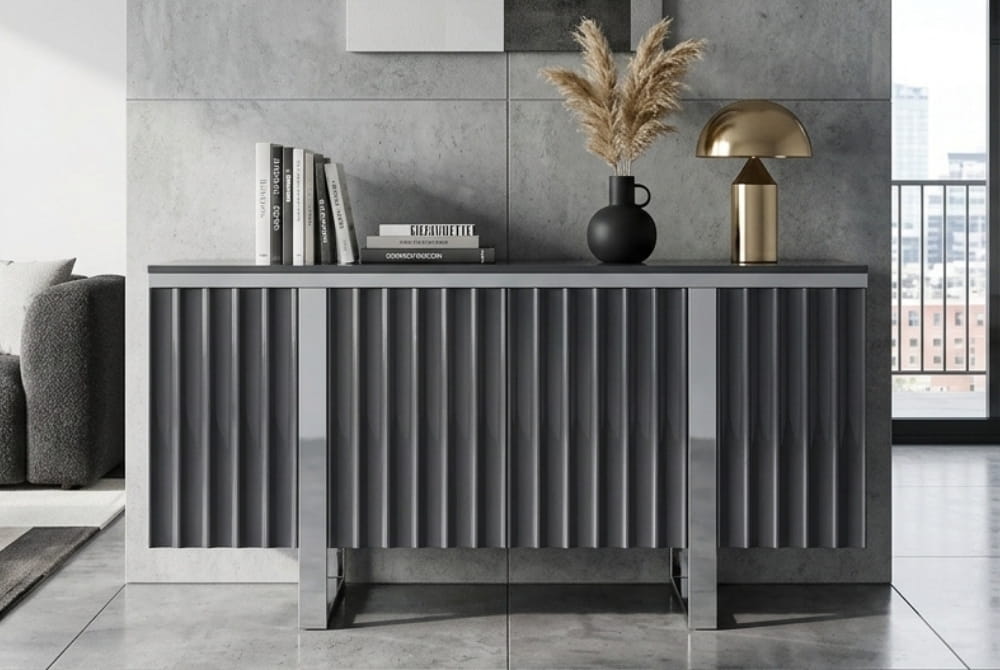 Berkeley Four Door Grey Gloss Finish Sideboard