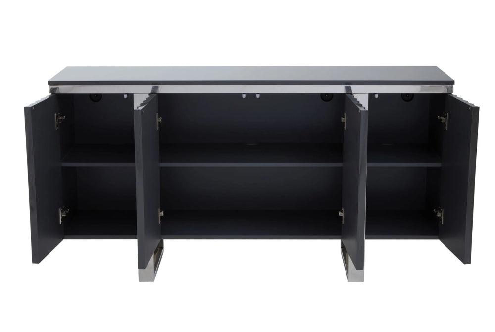 Berkeley Four Door Grey Gloss Finish Sideboard