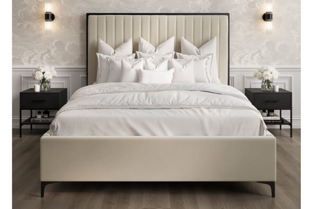 Berkeley Cream and Black Upholstered Double Bed