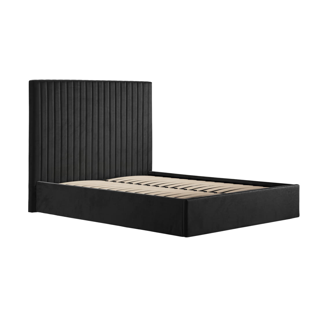 Berlin Black Tall Upholstered Ottoman Double Bed
