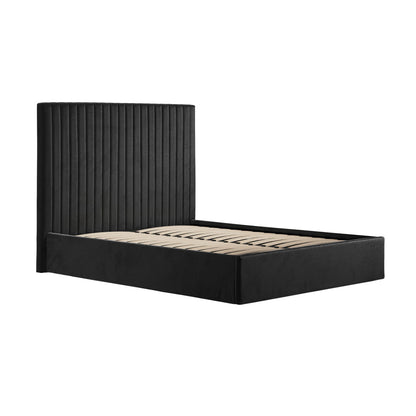 Berlin Black Tall Upholstered Ottoman Double Bed