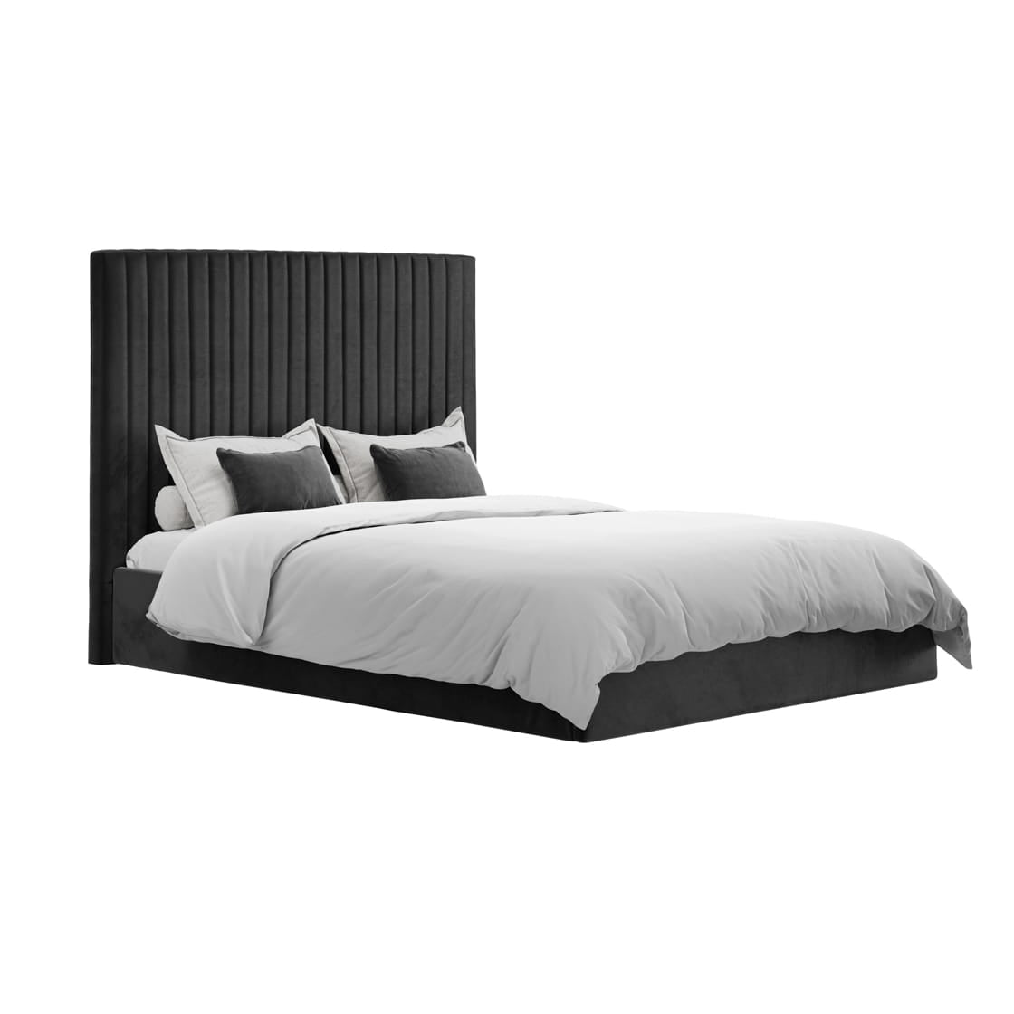 Berlin Black Tall Upholstered Ottoman Double Bed